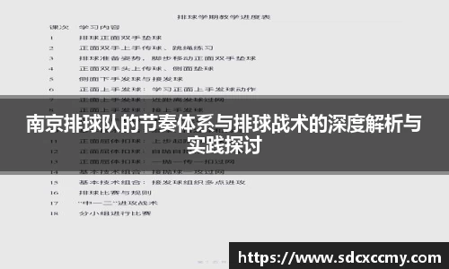 南京排球队的节奏体系与排球战术的深度解析与实践探讨